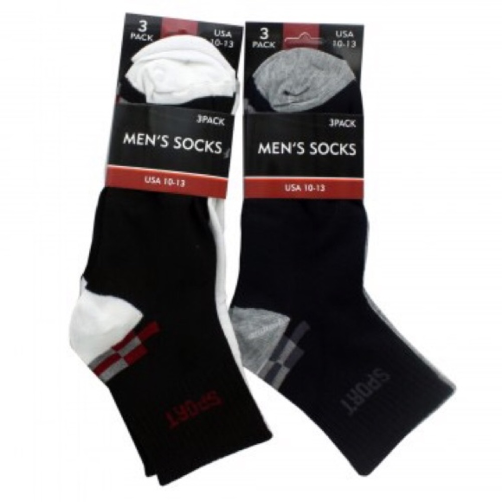 🔴 3 Pack Men’s Sport Ankle Socks - Assorted